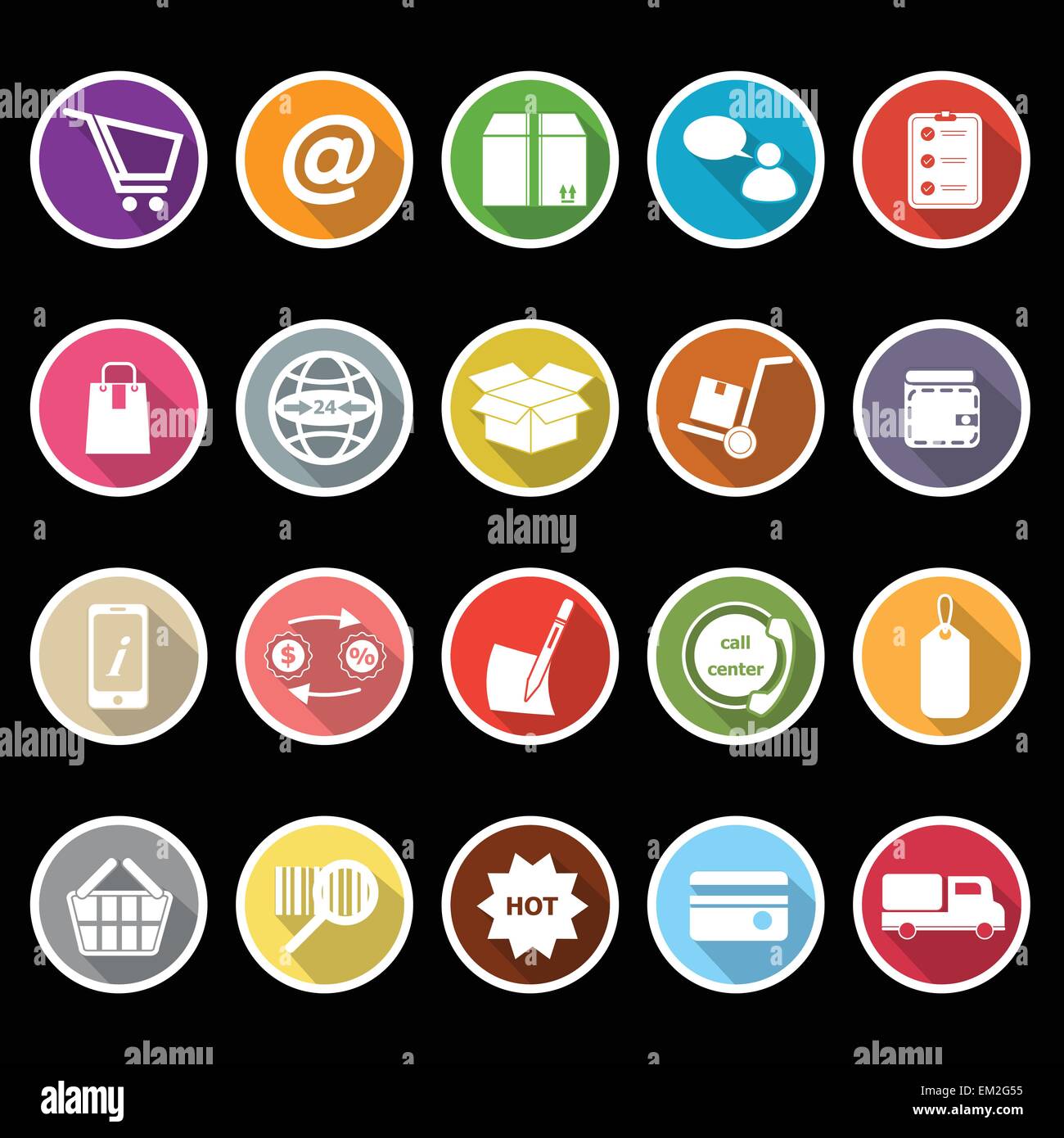 Ecommerce icons with long shadow, stock vector Stock Vector Image & Art ...
