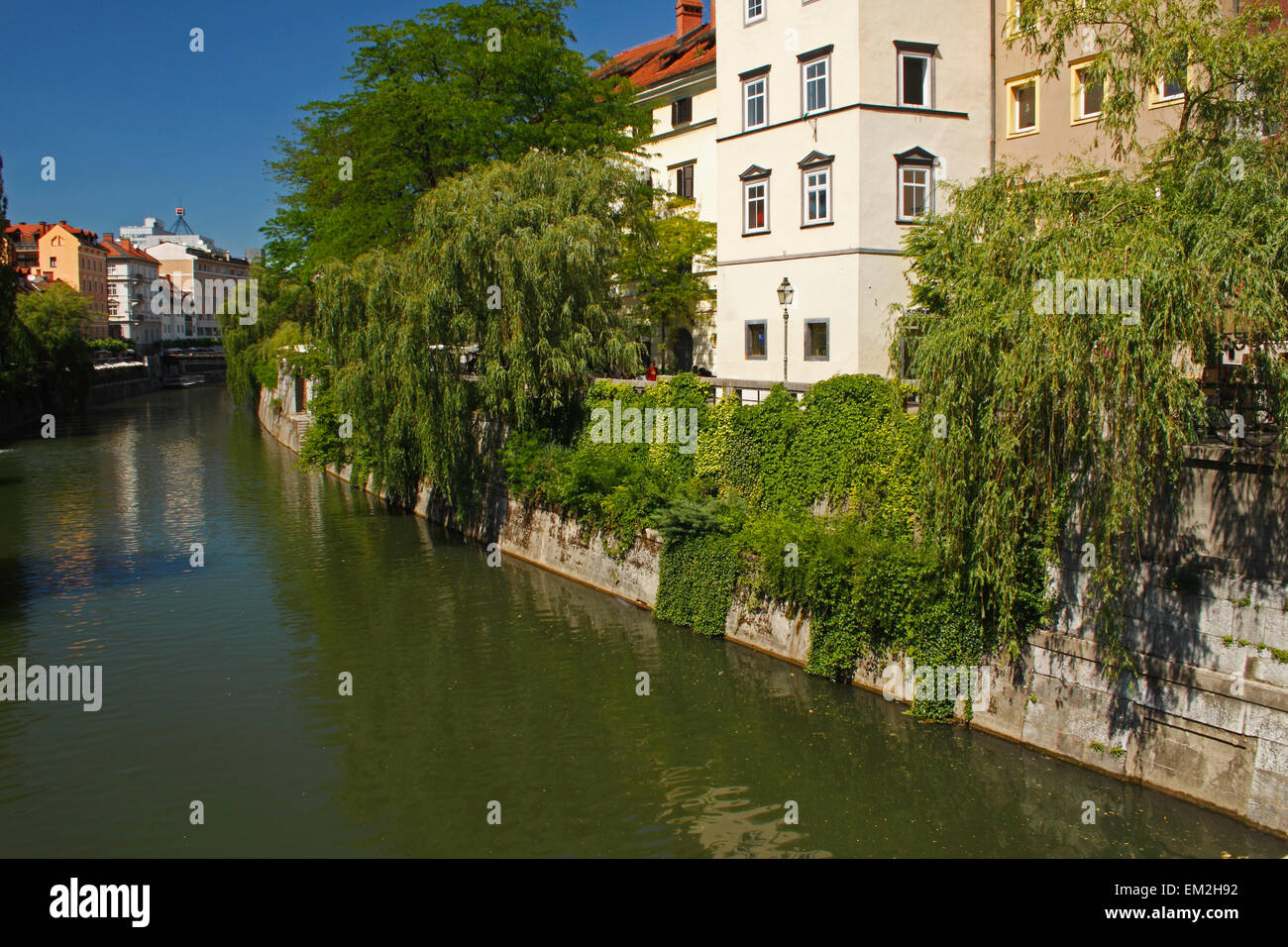 Ljubljanica River; Ljubljana Slovenia Stock Photo