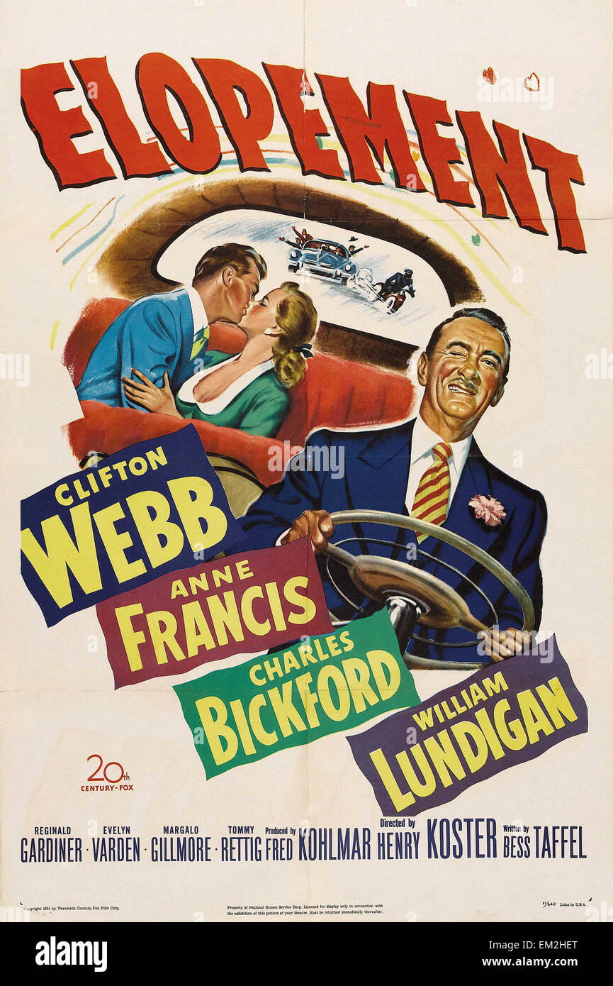 1951 USA movie title lobby card comedy ‘Elopement’ 1951 USA movie title lobby card comedy ‘Elopement’
