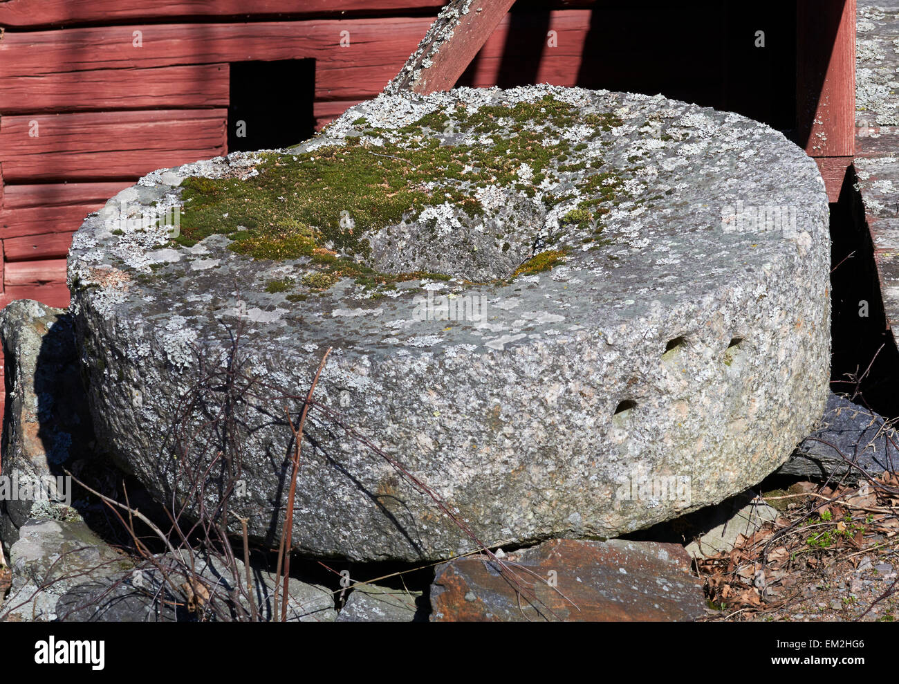 old millstone at Kärnäkoski, Savitaipale Finland Stock Photo