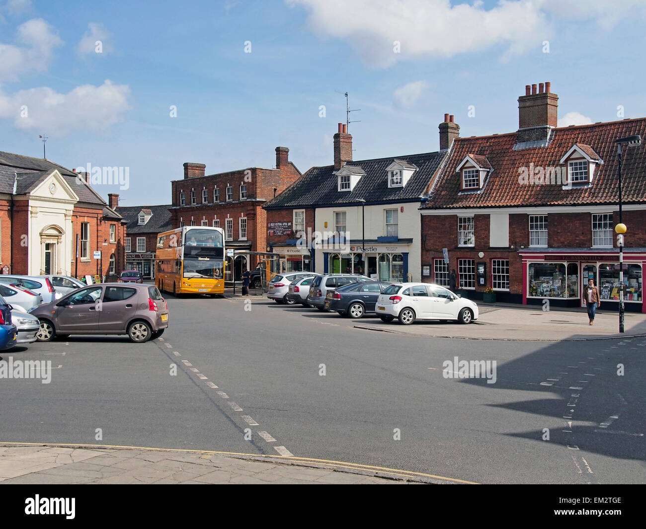 The quiet market place in the historic Norfolk market town of Aylsham