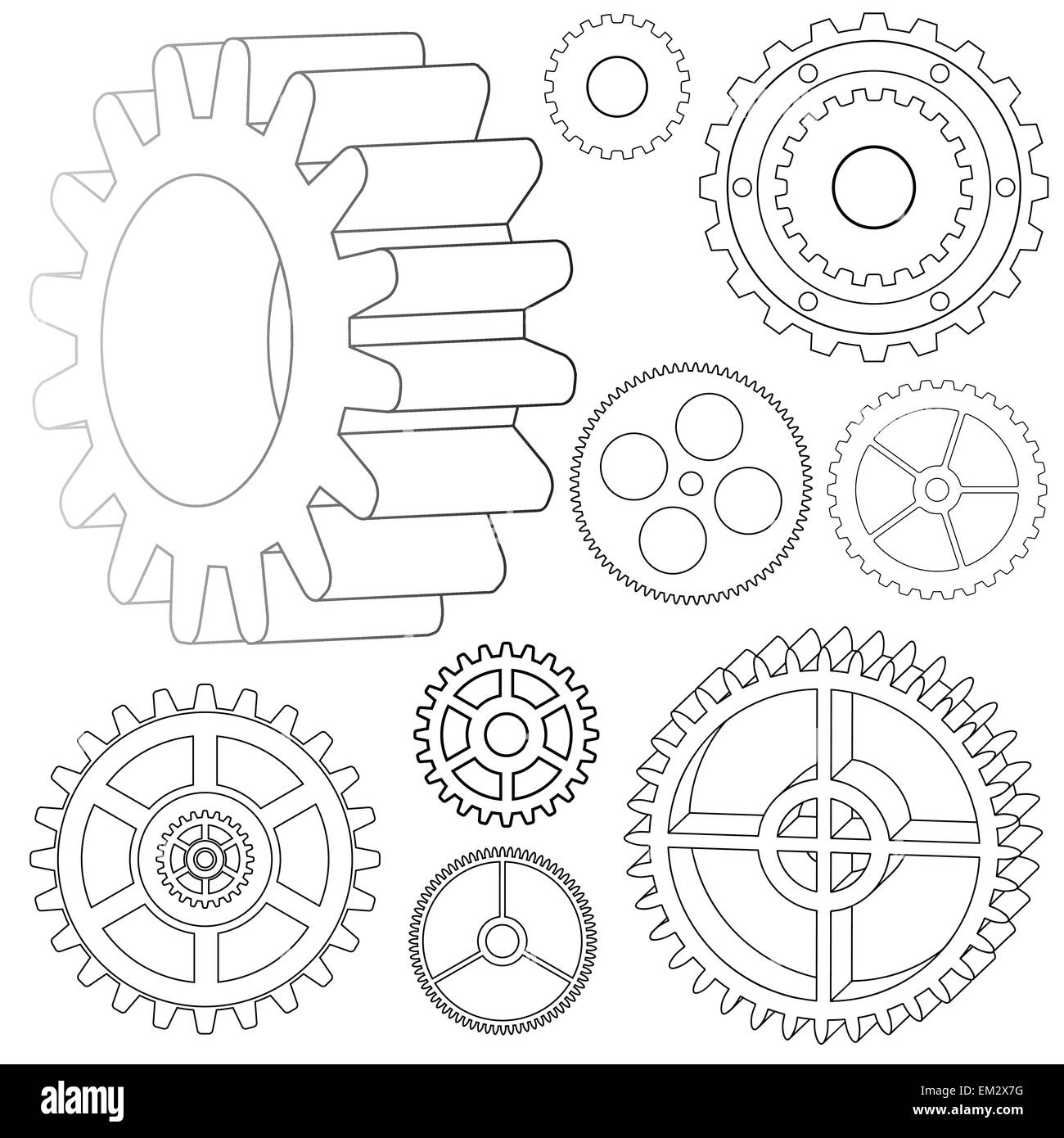 Vector illustration of the various gears - cog wheels Stock Vector