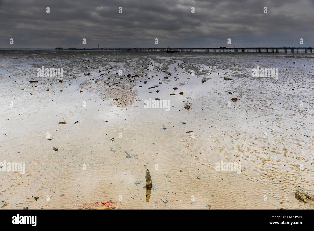 The Thames Estuary at low tide. Stock Photo