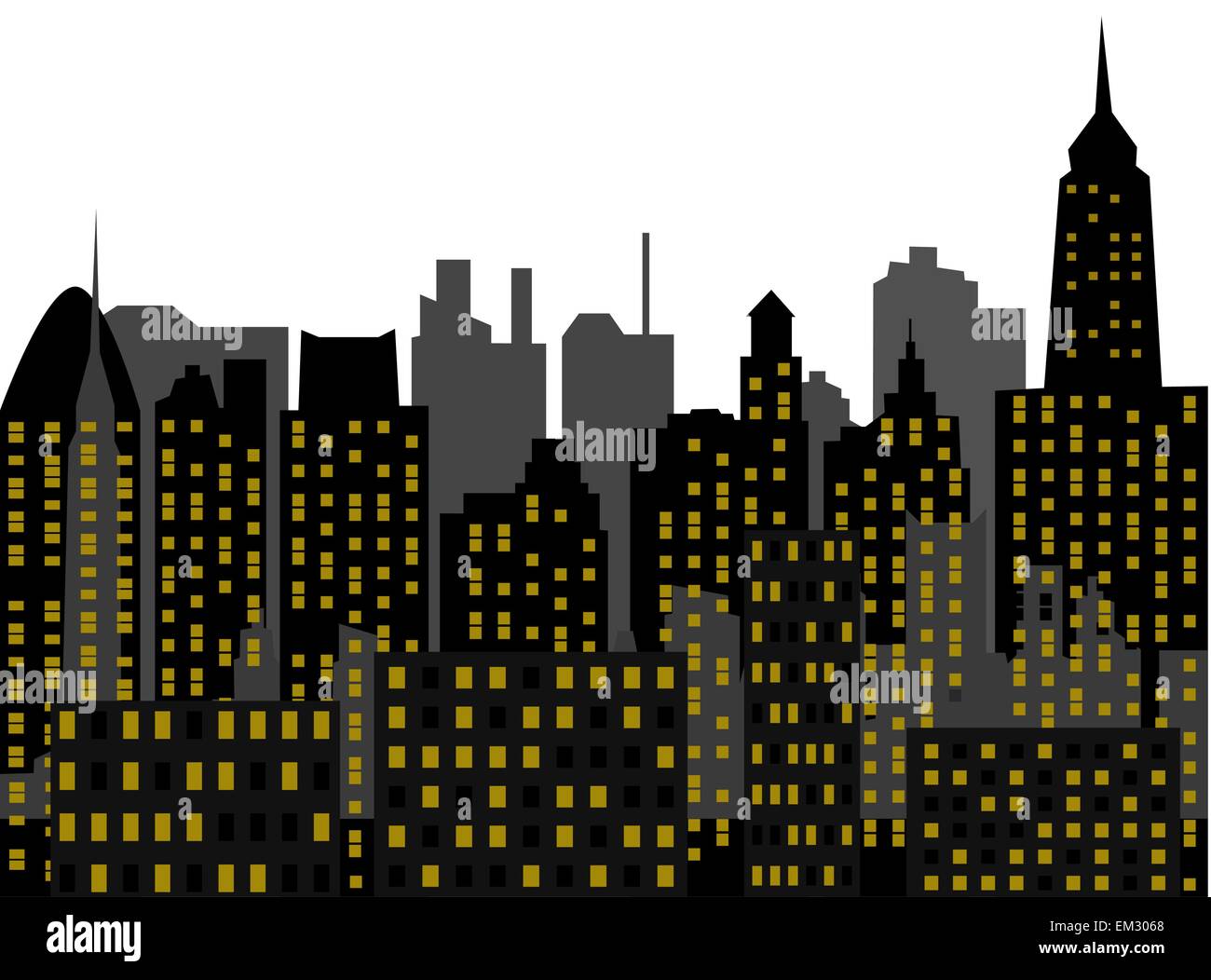 panorama of modern town - skyscrapers - vector Stock Vector