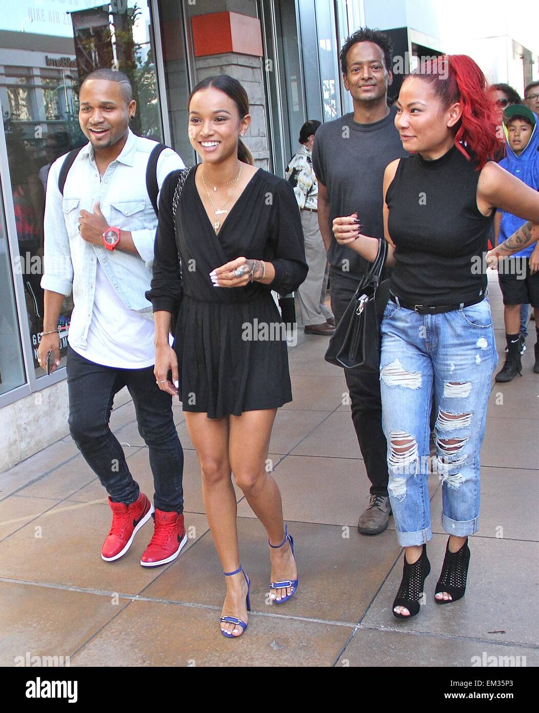 Karrueche Tran shops with friends at The Grove  Featuring: Karrueche Tran Where: Los Angeles, California, United States When: 11 Oct 2014 Stock Photo