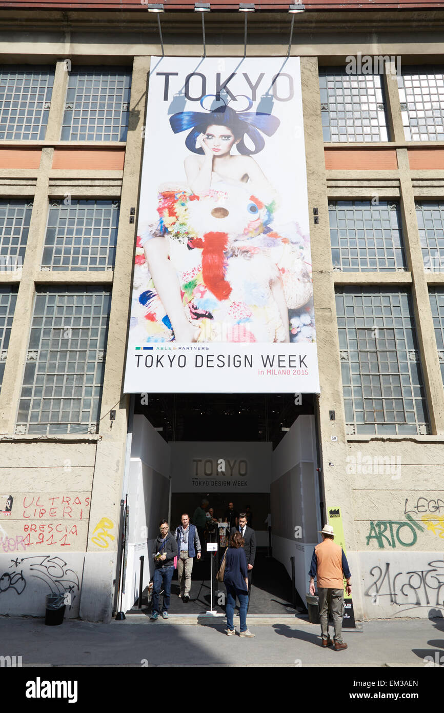 MILAN, ITALY - APRIL 15: Tokyo Design Week entrance at Fuori salone exhibition during Salone del Mobile on April 15, 2015 in Milan. Credit:  A. Astes/Alamy Live News Stock Photo