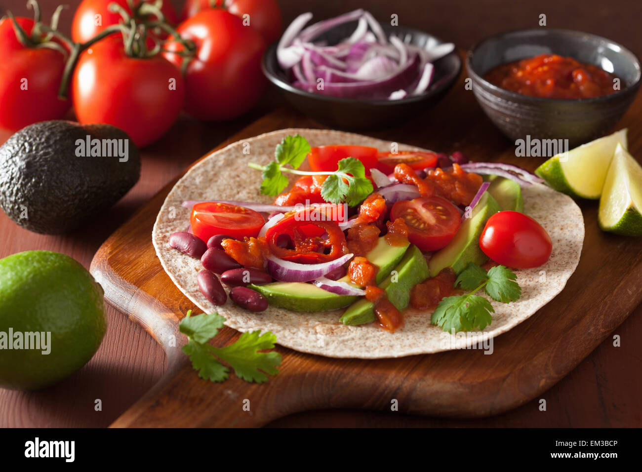 vegan taco with vegetable, kidney beans and salsa Stock Photo Alamy