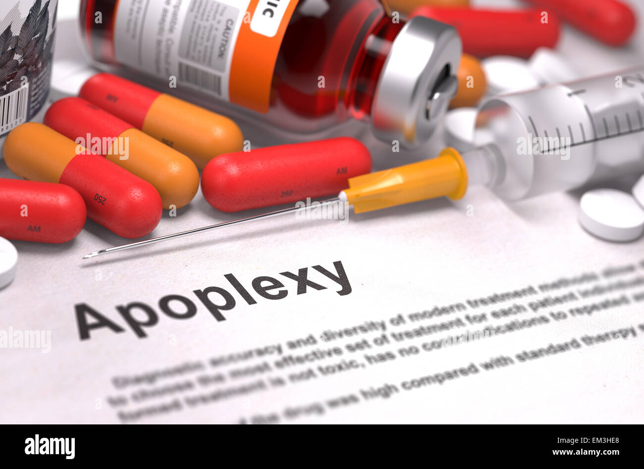 Apoplexy. Medical Concept. Composition of Medicaments. Stock Photo