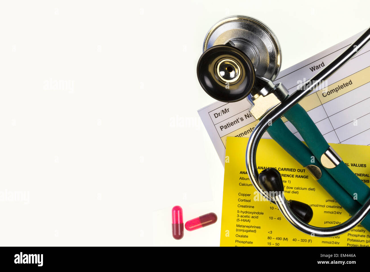 Medical treatment - Doctors stethoscope - Space for Text Stock Photo