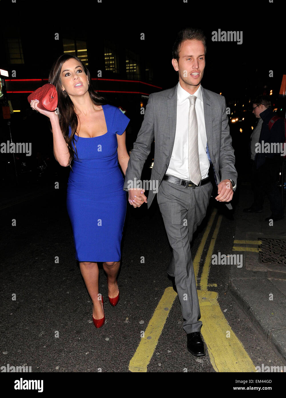 11.APRIL.2012. LONDON IMOGEN THOMAS AND HER BOYFRIEND ADAM HORSLEY ENJOY A  NIGHT OUT TO WATCH MAMMA MIA AT THE THEATRE IN CENTRAL LONDON, UK Stock  Photo - Alamy