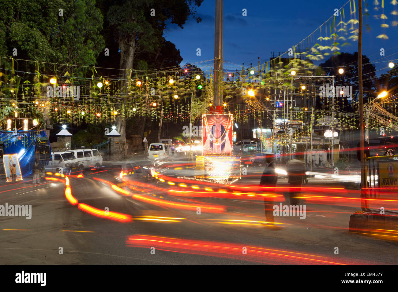Tail Lights Of Traffic On The Busy Street At Dusk; Kodaikanal Tamil