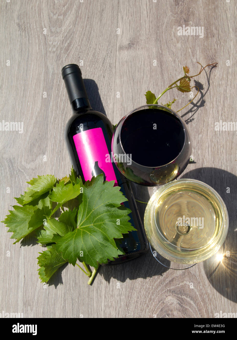 Bottle of wine with glasses Stock Photo Alamy