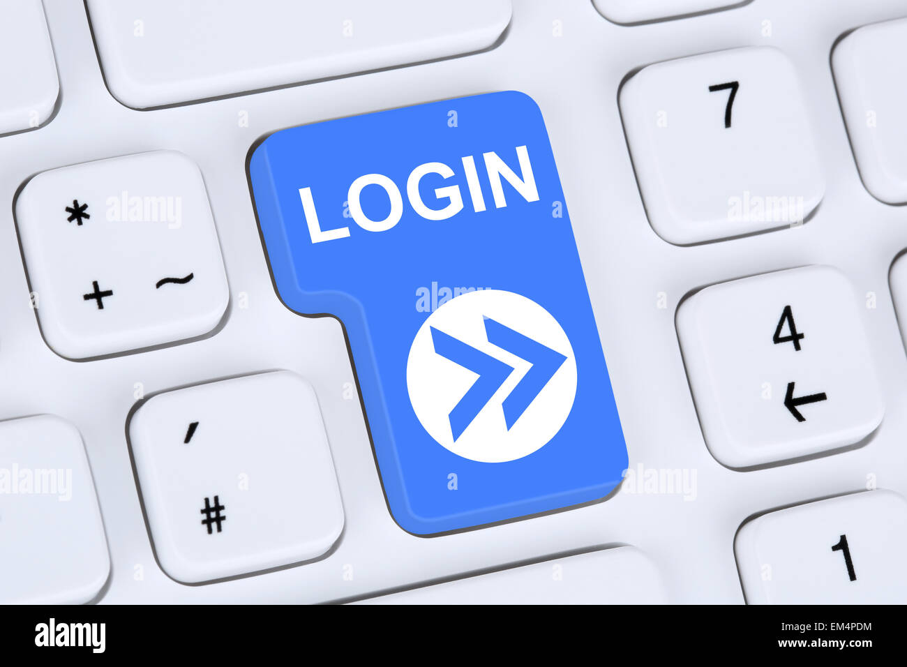 Login button submit with password on computer Stock Photo
