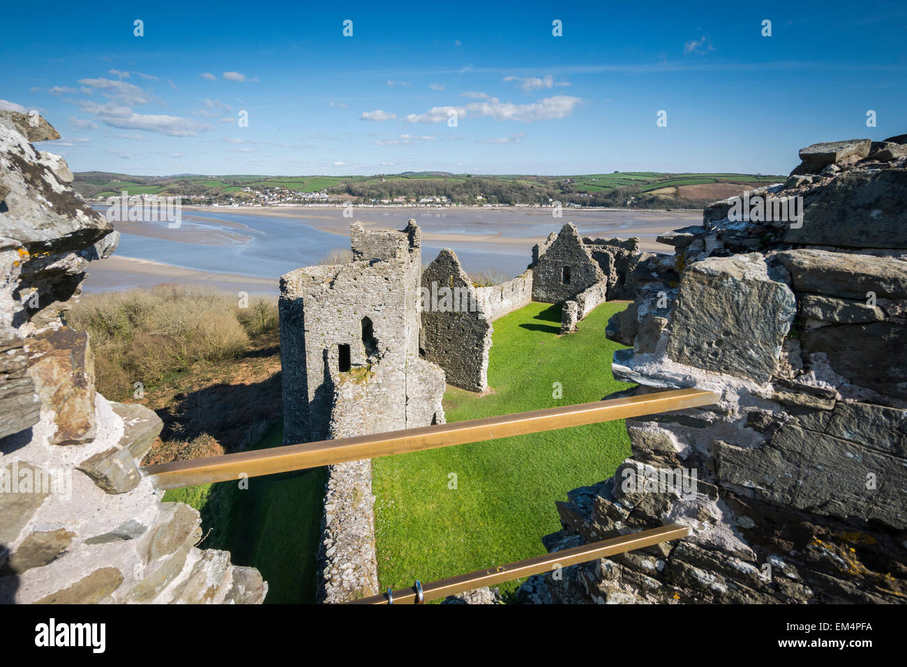 Llansteffan Castle and Tywi Estuary Carmarthenshire Wales Stock Photo