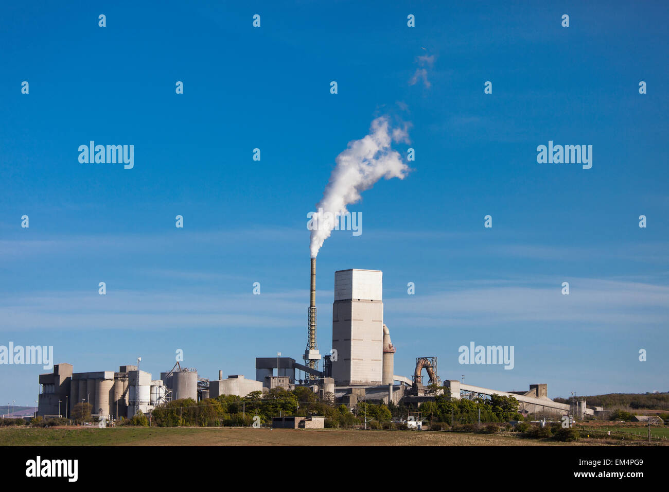 Smoke Stack And Factory; Barns Ness Scottish Borders Scotland Stock