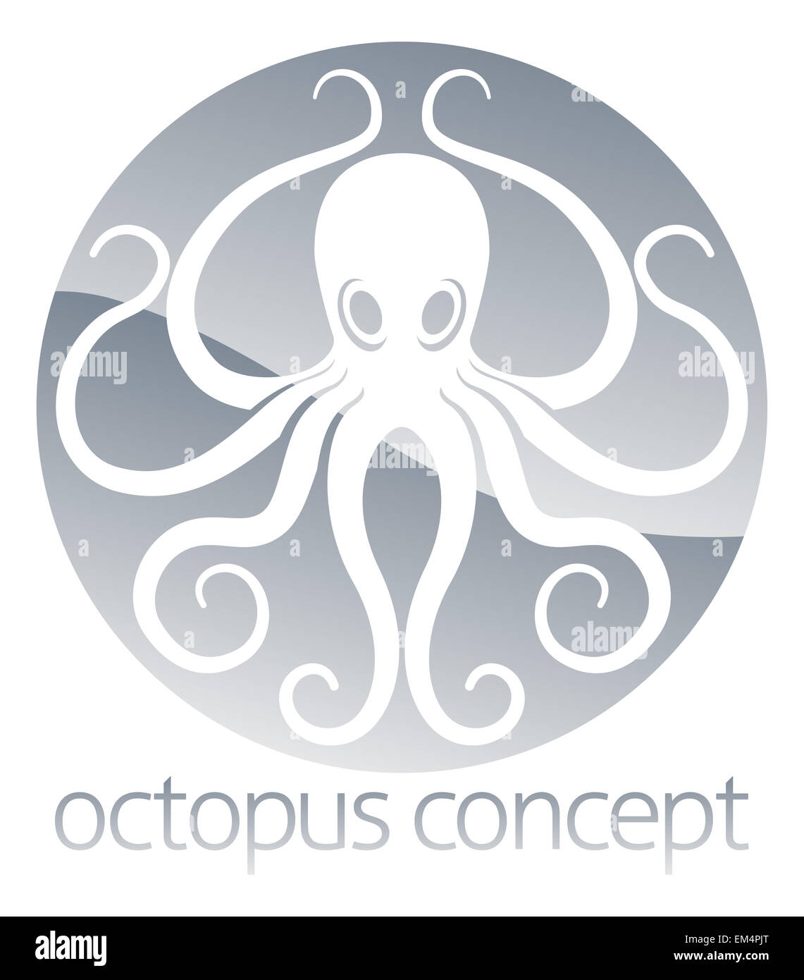 An abstract illustration of an octopus circle concept design Stock Photo