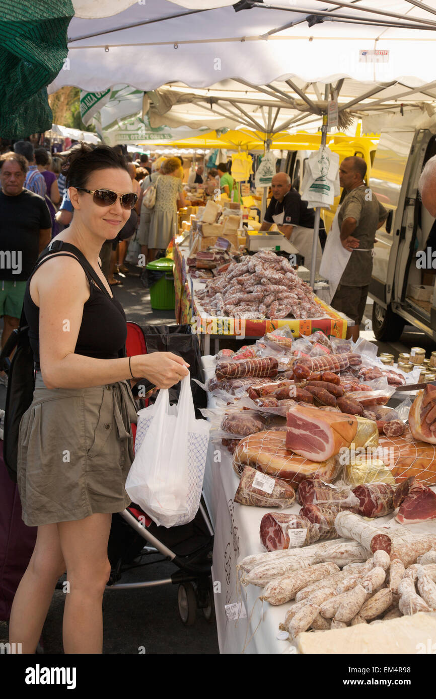 A Woman Shops At The Market; Ventimiglia Italy Stock Photo Alamy