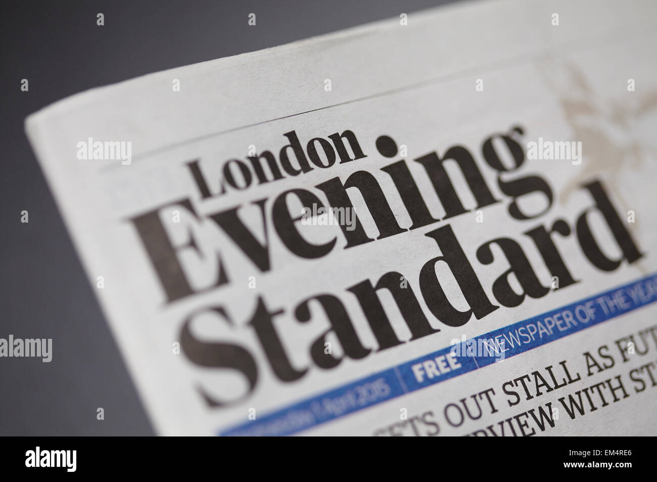 Evening Standard newspaper.  Detail of front cover Stock Photo