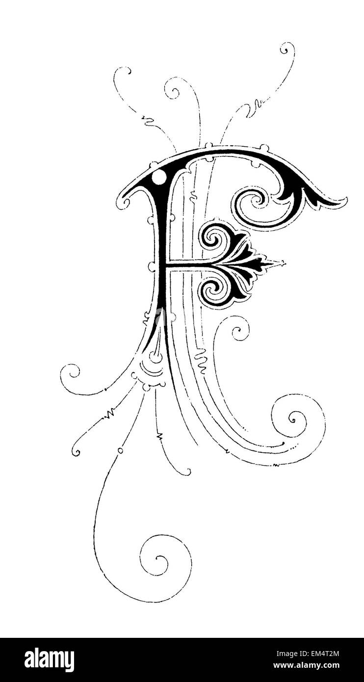 Letter F, Font: Art Nouveau Stock Photo