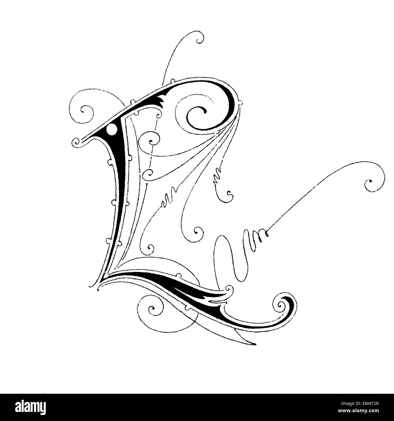 Letter L, font: Art Nouveau Stock Photo