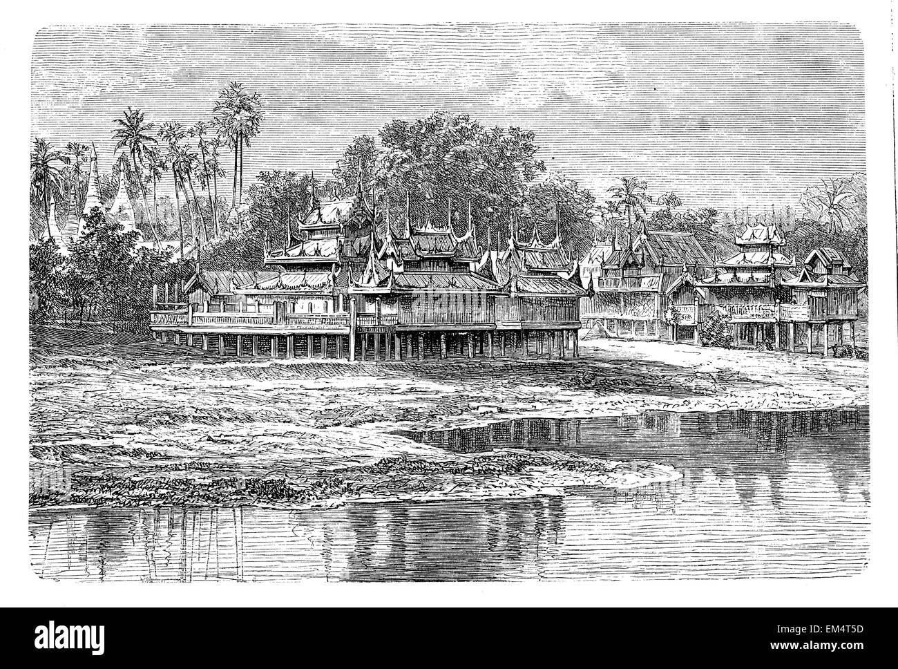 Buddhist stilt houses in Amarapura Stock Photo Alamy