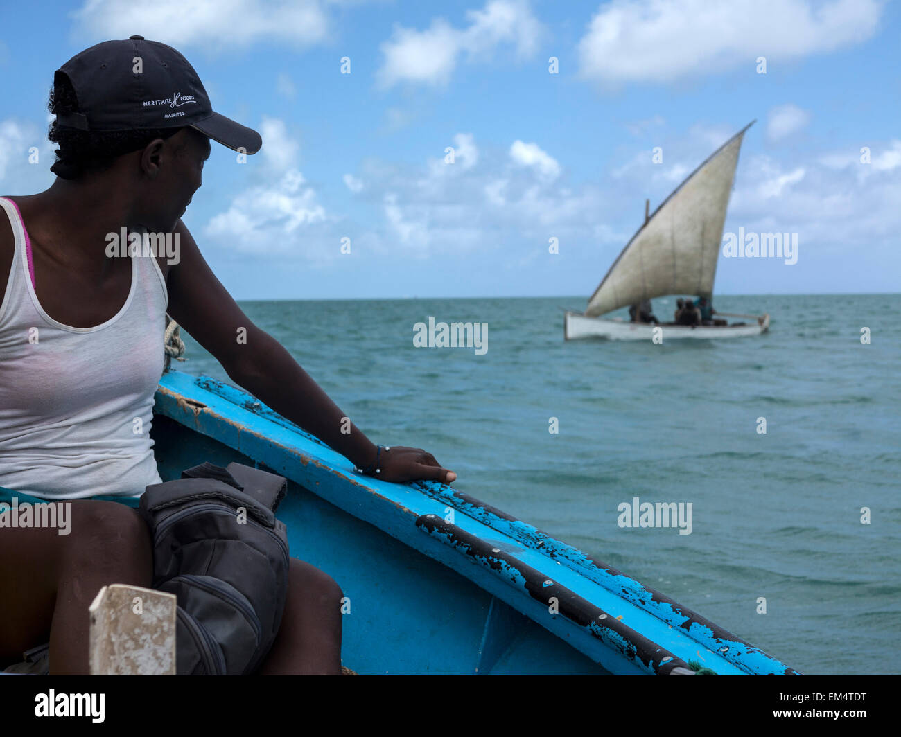 Mauritius fisherman in sailing boat hi-res stock photography and images ...