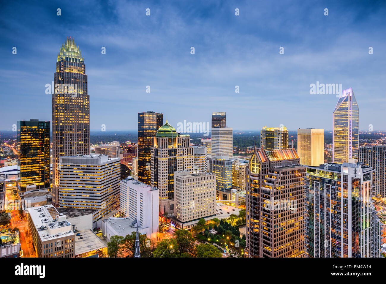 Charlotte, North Carolina, USA uptown skyline. Stock Photo