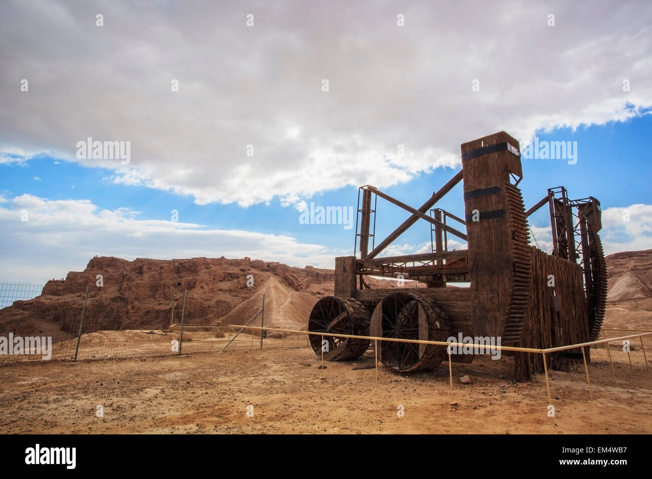 Siege Engine At Masada; Israel Stock Photo