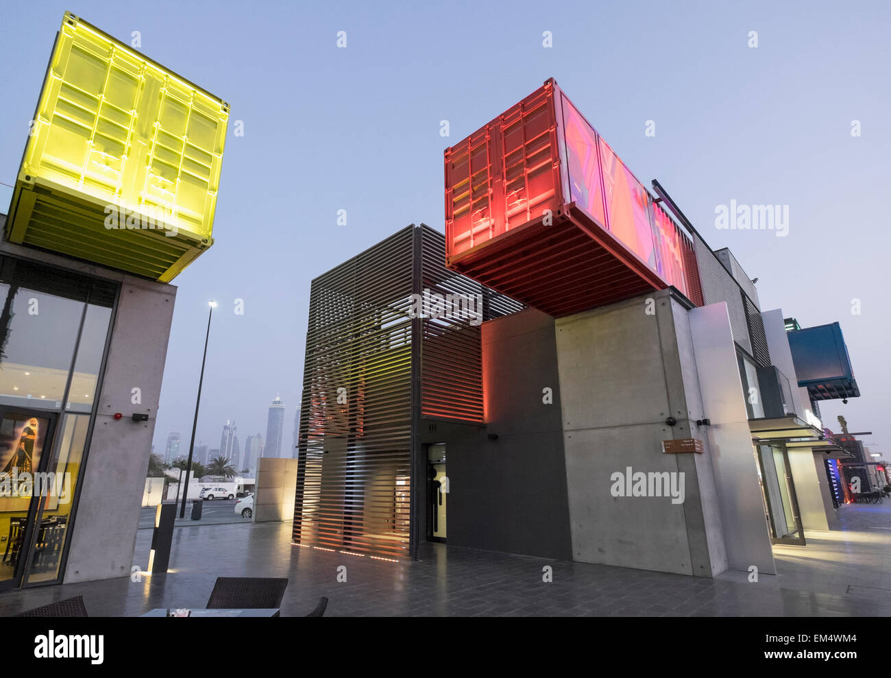 New Boxpark retail development in Dubai United Arab Emirates Stock Photo Alamy