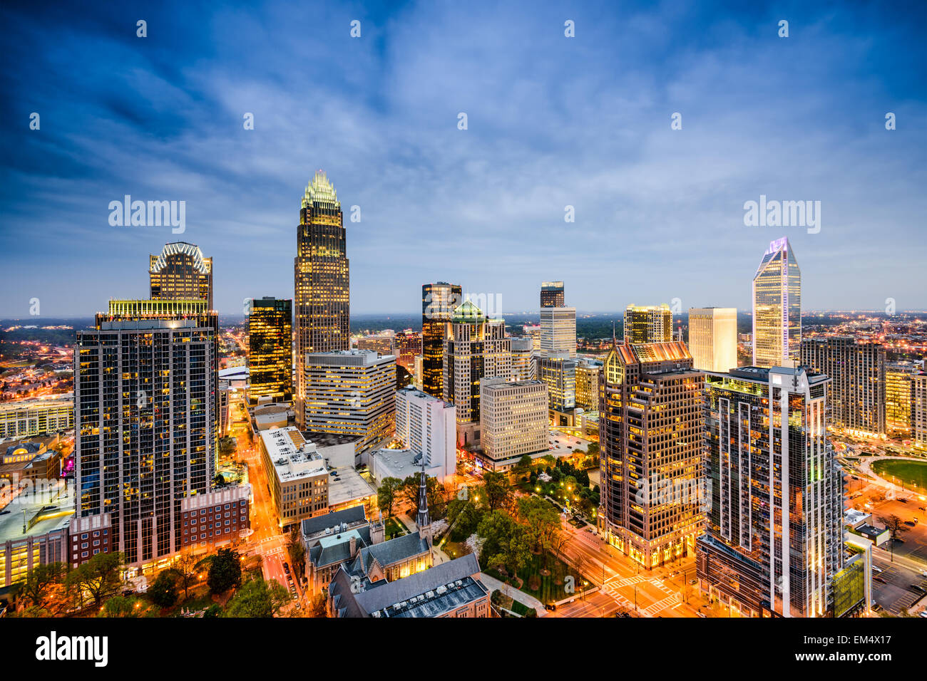 Charlotte, North Carolina, USA uptown skyline. Stock Photo