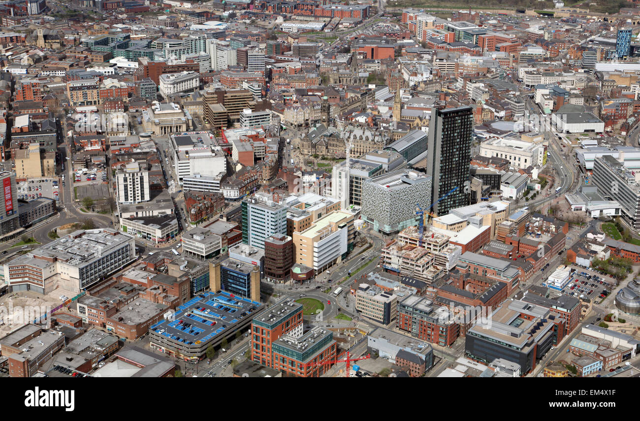 aerial view of Sheffield city centre, South Yorkshire, UK Stock Photo