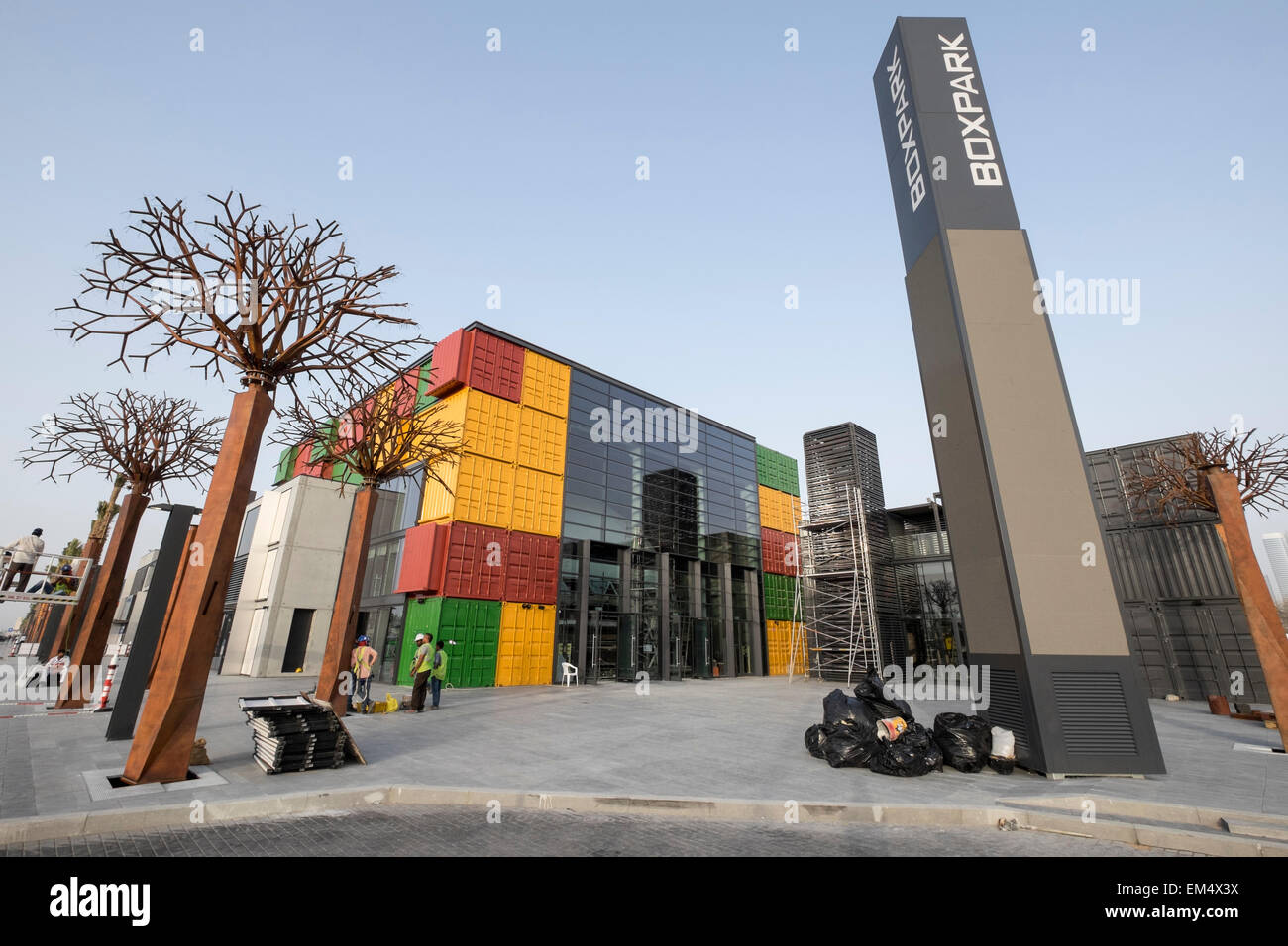 New Boxpark retail development under construction in Dubai United Arab Emirates Stock Photo