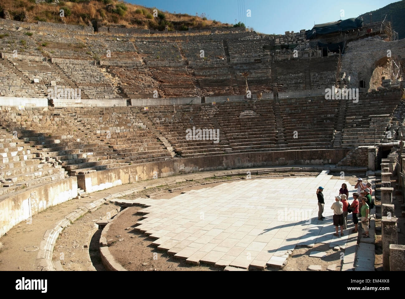 View of Tourists and guide on stage of theatre; Ephesus, Izmir Province, Turkey Stock Photo Alamy