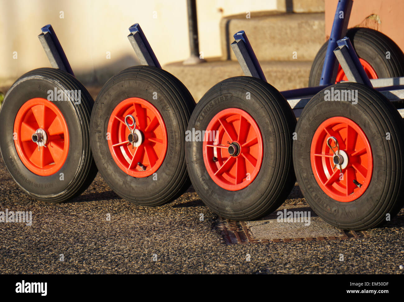 Sailing Dinghy Launching Trolleys Stock Photo Alamy