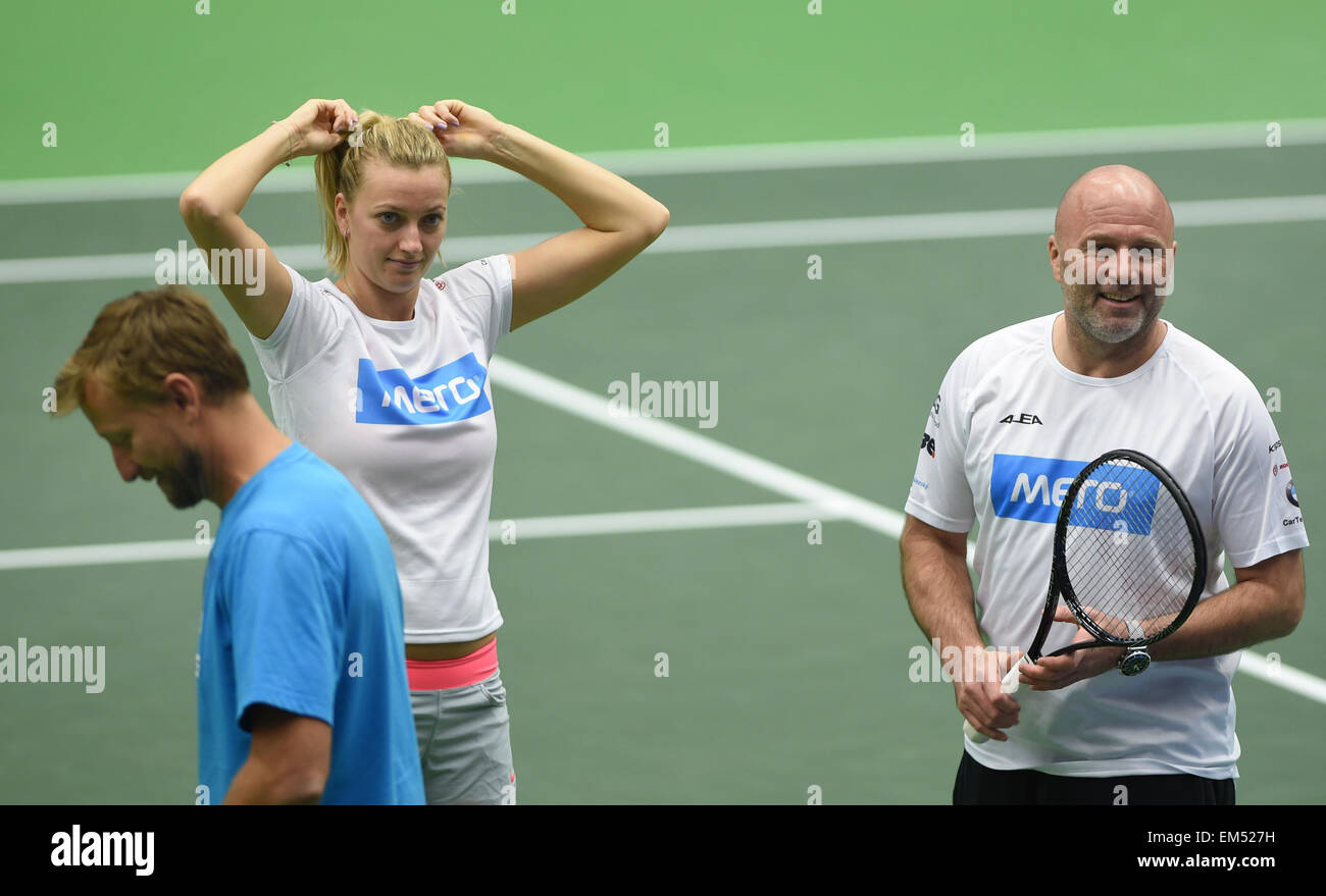 Ostrava, Czech Republic. 16th April, 2015. From left: Karolina Pliskova