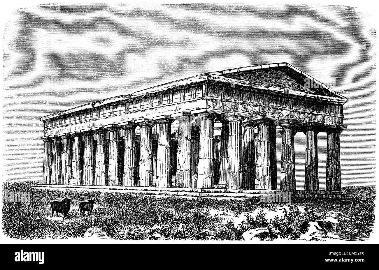 Paestum, second Temple of Hera (Poseidon) Stock Photo