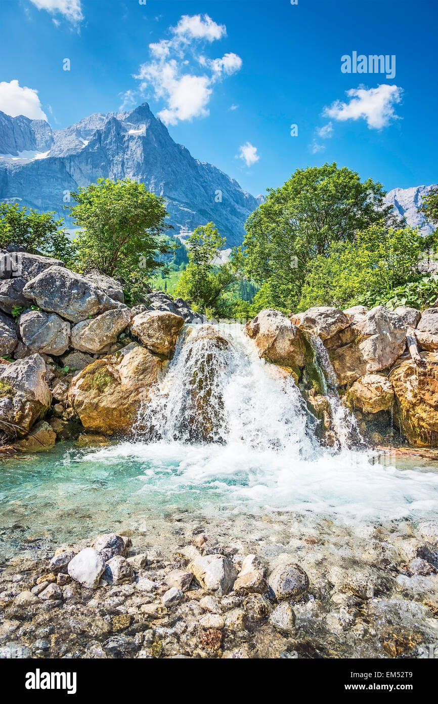 Waterfall and rocks in the Austrian Alps Stock Photo - Alamy
