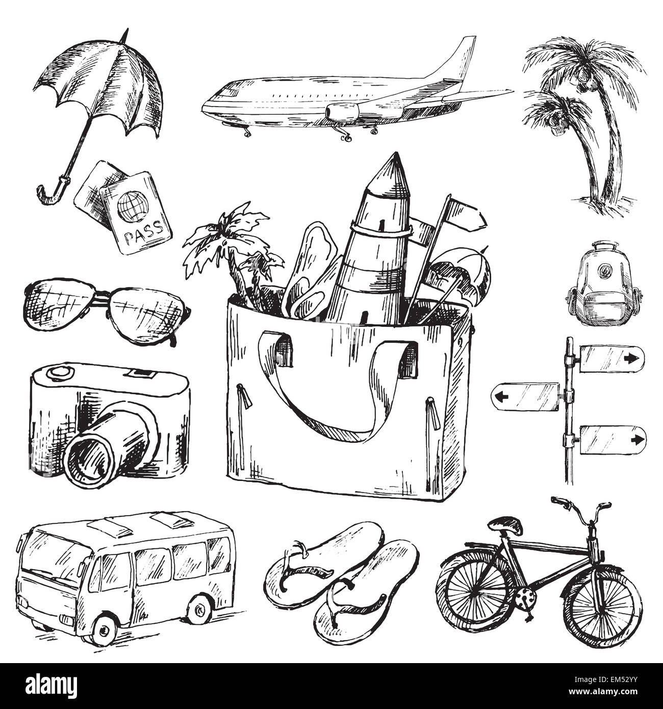 Doodle Summer Sketch Symbol With Vacation Holiday Stock Photo Picture And  Royalty Free Image Image 100769797