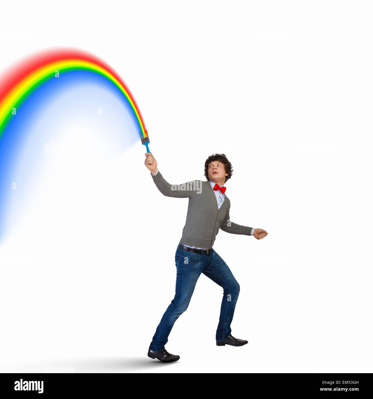 Young man and colour splash Stock Photo - Alamy