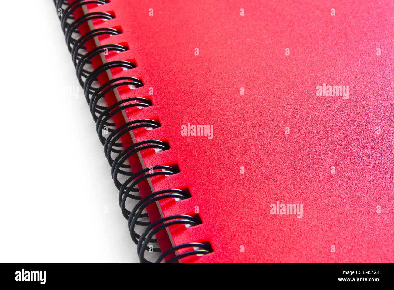 Red Spiral Notebook Isolated on the White Background Stock Photo
