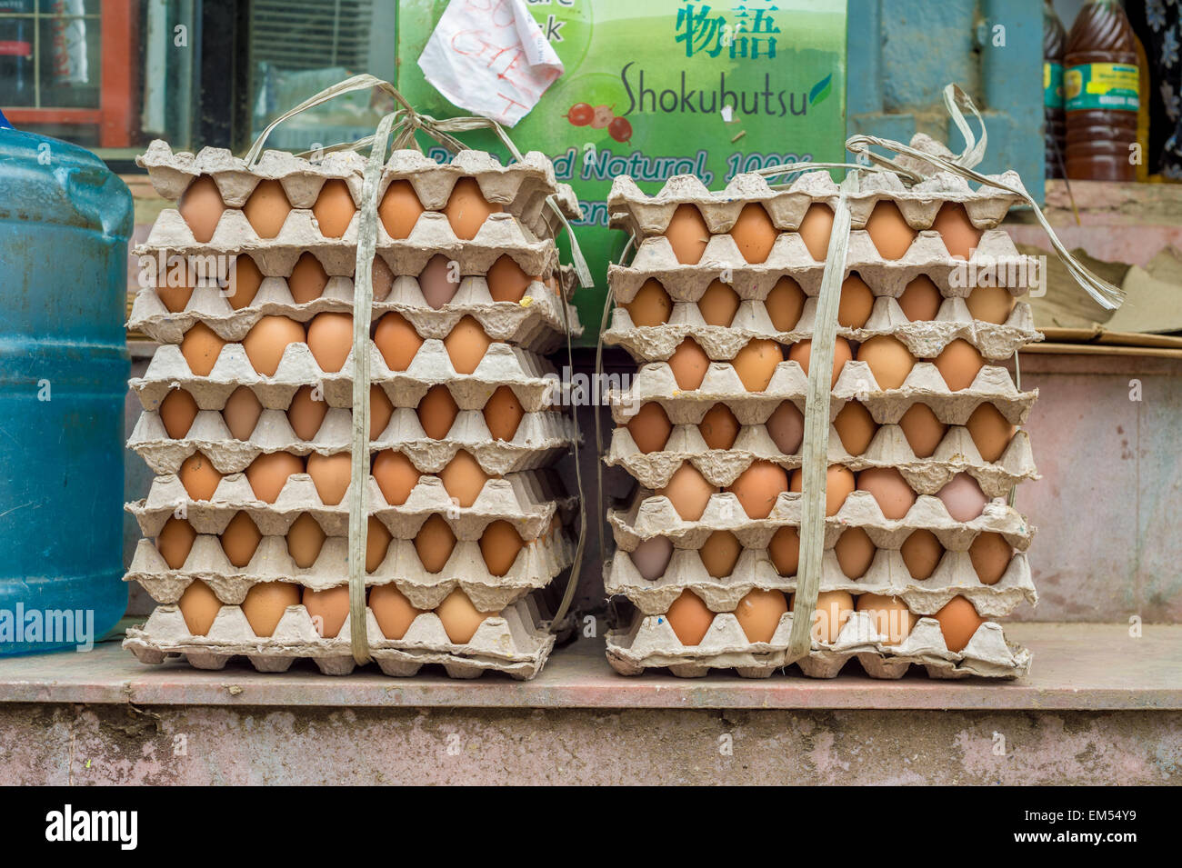 Two piles of eggs in Kathmandu Stock Photo Alamy