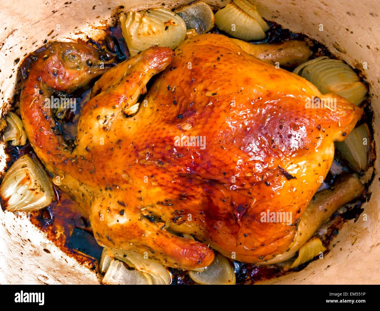 golden roasted chicken Stock Photo