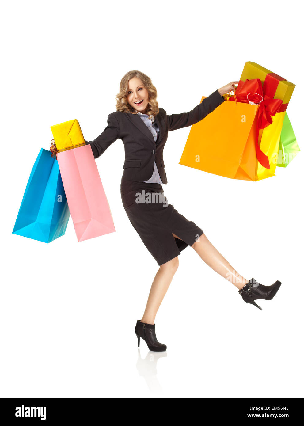 excited woman happy shopping presents Stock Photo Alamy