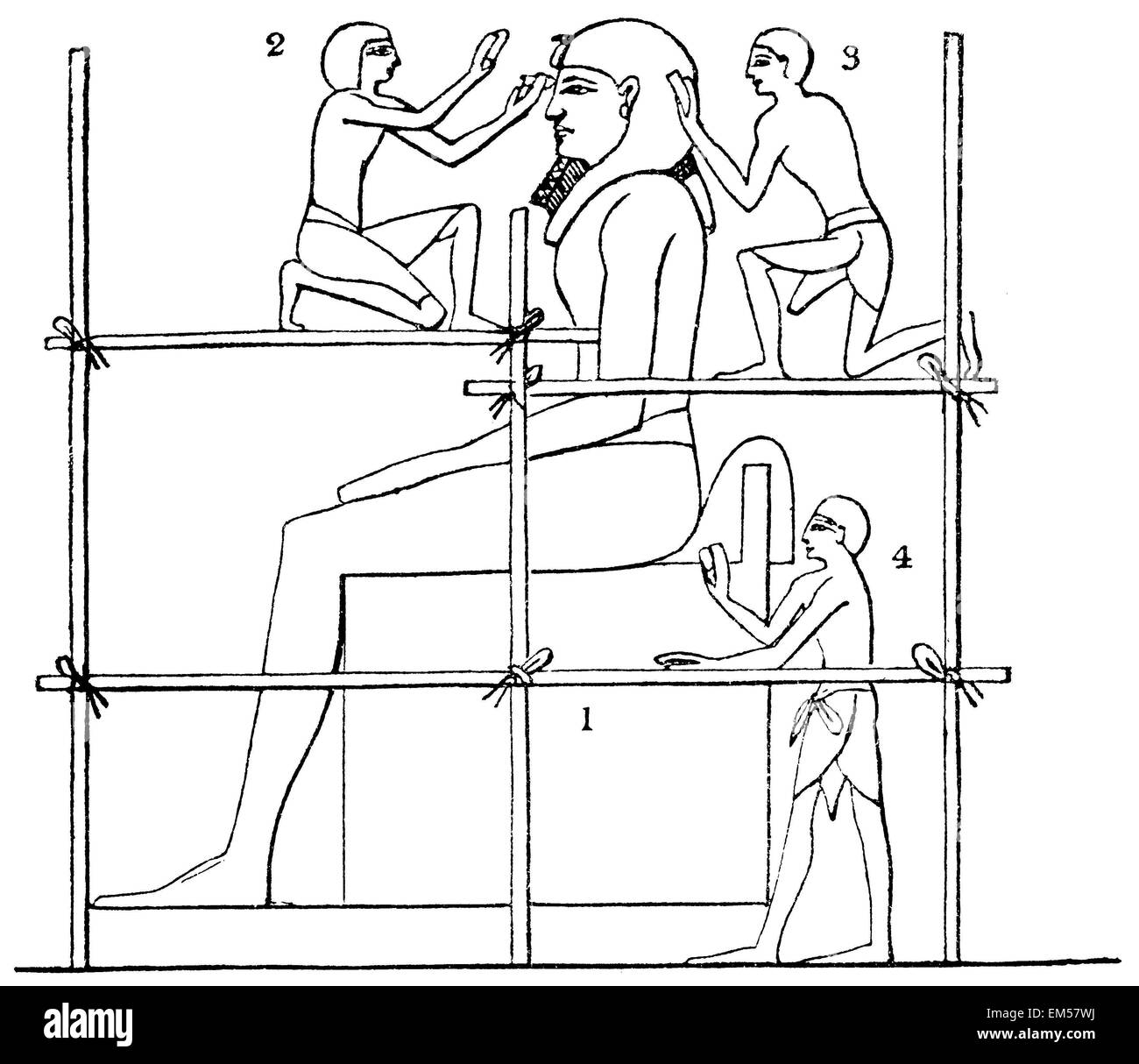 Egyptian sculptors at work Stock Photo