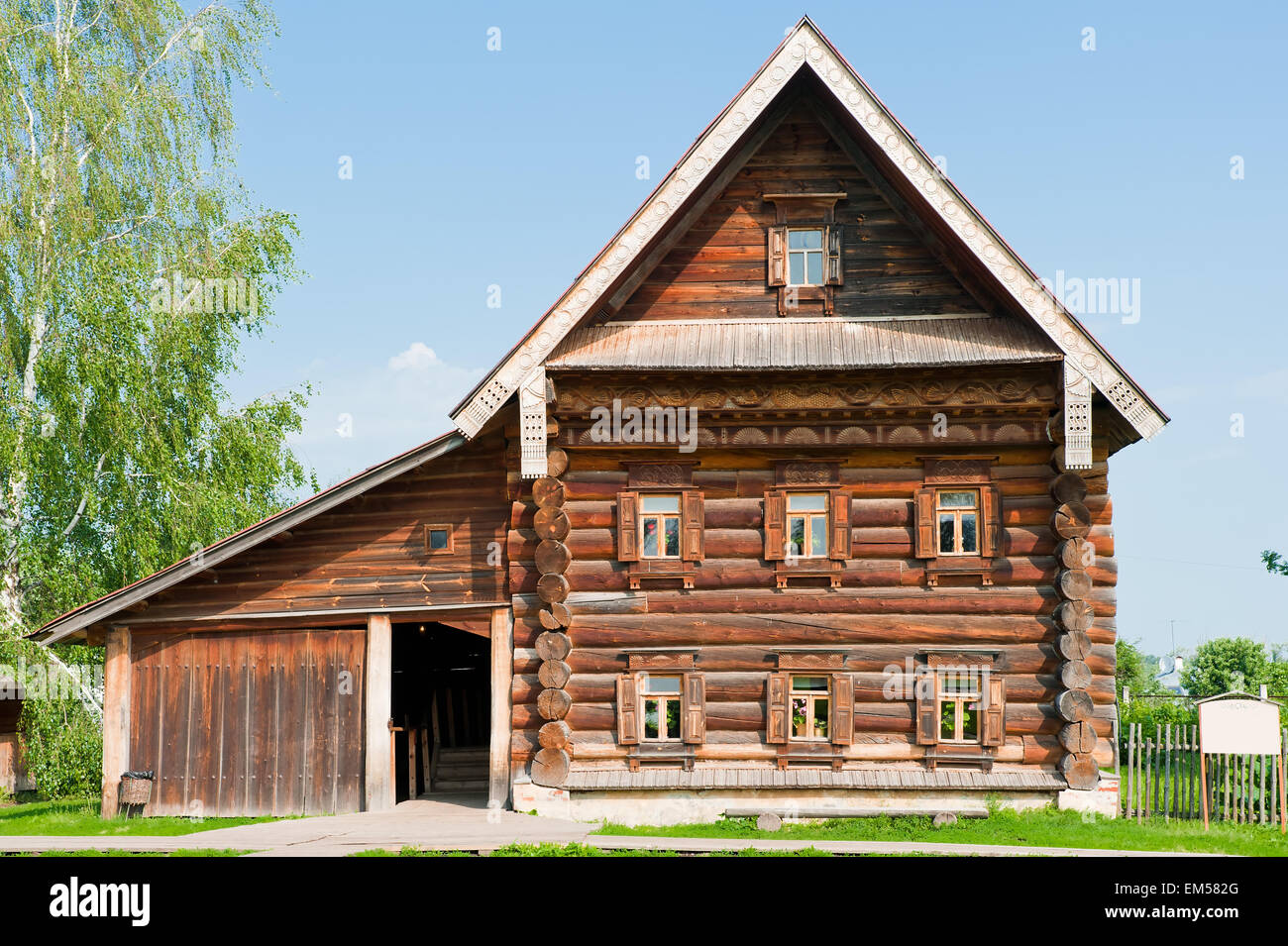 Two-storey wooden house of a wealthy farmer. Suzdal. Russia Stock Photo