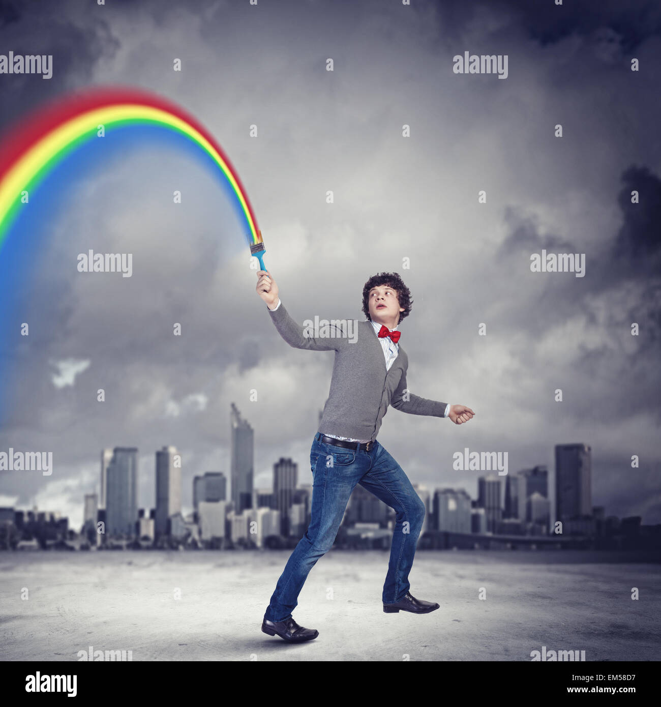 Young man and colour splash Stock Photo - Alamy