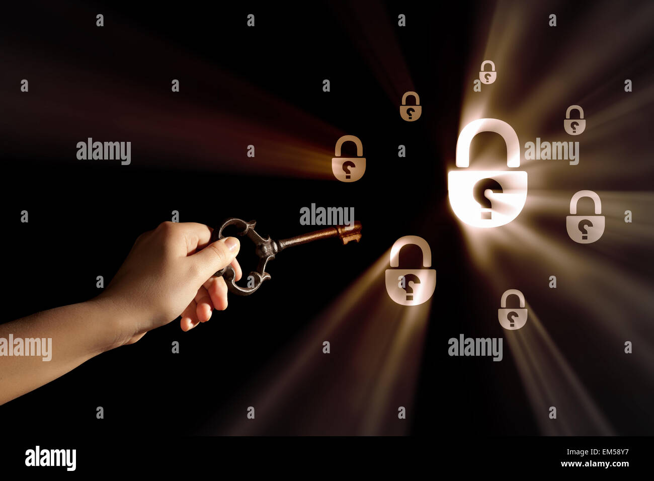Hand with key Stock Photo - Alamy