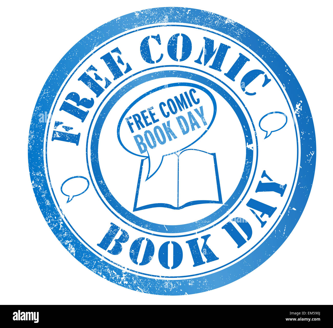 free comic book day grunge stamp, in english language Stock Photo Alamy