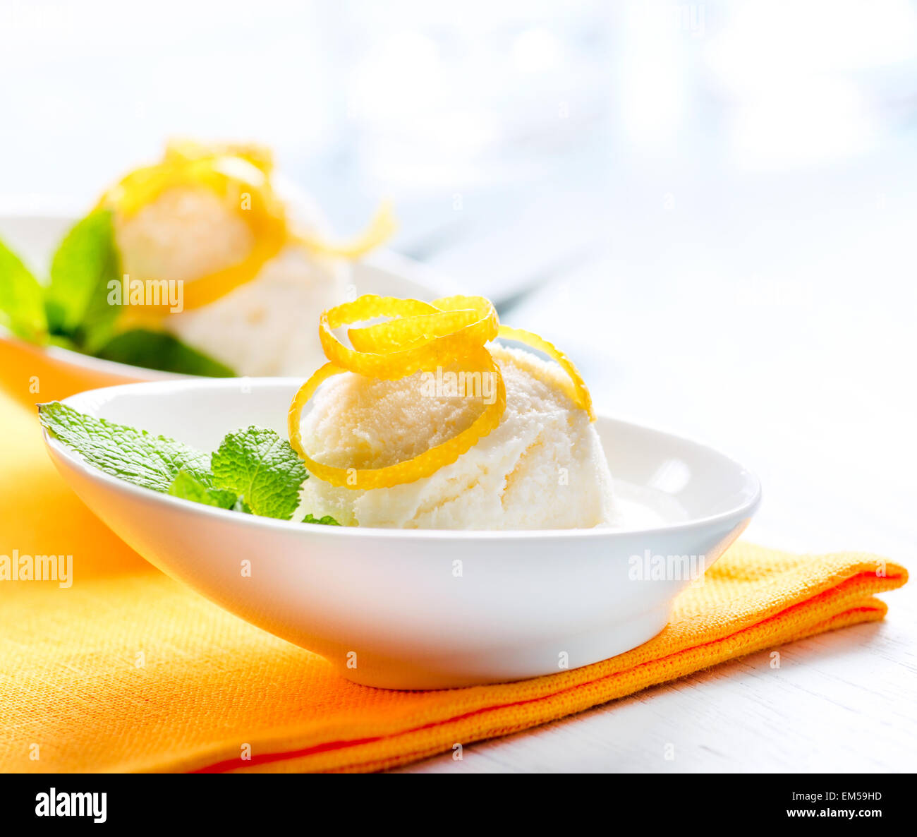 Ice Cream. Homemade Lemon Icecream Dessert Stock Photo Alamy