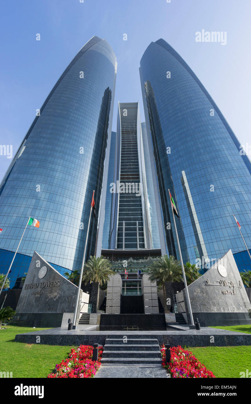 Etihad Towers in Abu Dhabi United Arab Emirates Stock Photo